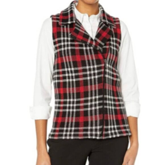 New w/Tags - Chaps Ralph Lauren - Plaid Woven Cotton Vest - Moto Style, Small - Picture 1 of 10